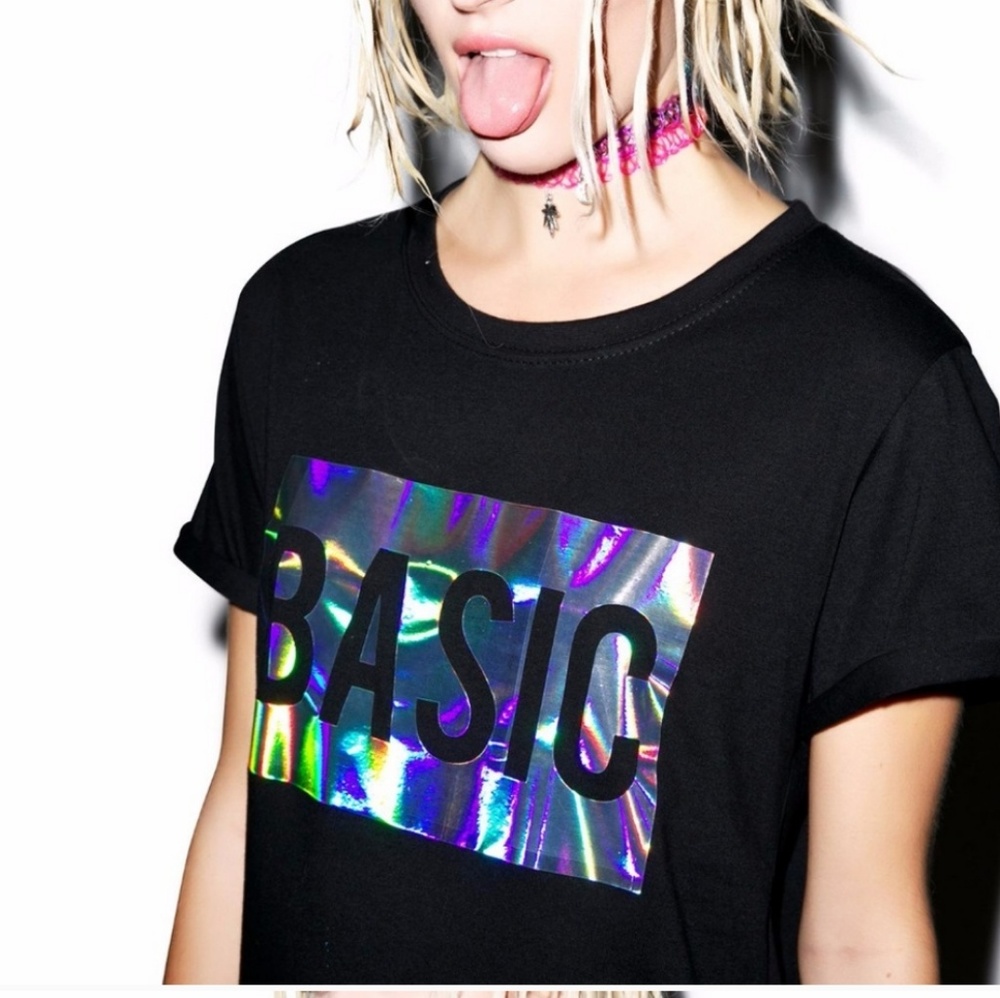 NWT local heroes Holographic basic tee
